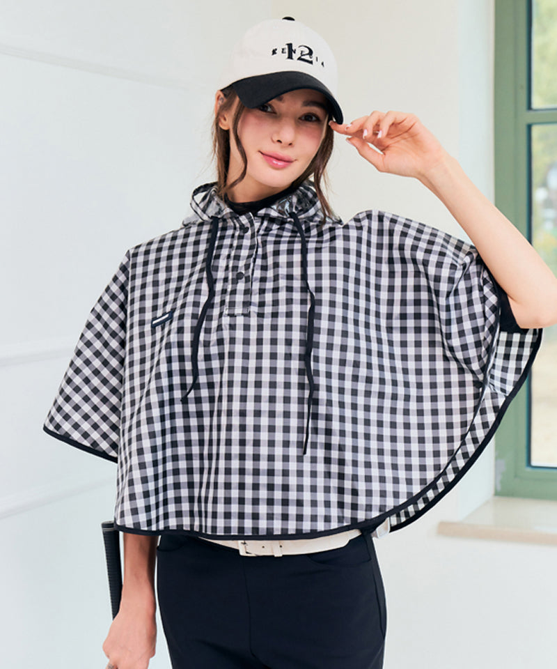 BENECIA 12 Check Raincoat Cloak - Black