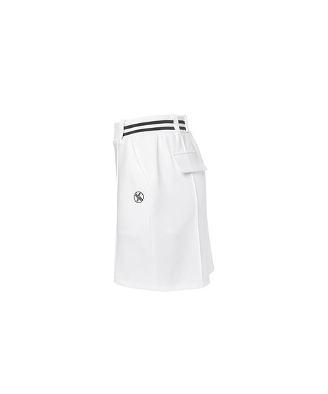XEXYMIX Golf Pin Tuck Point H-Line Skirt - White