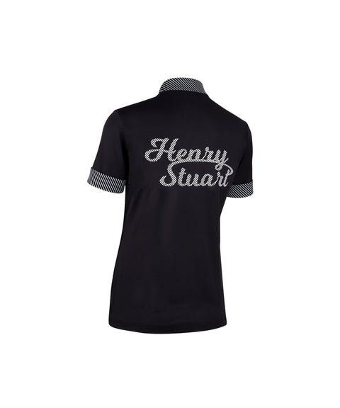 HENRY STUART Women's Tie Neck Short Sleeve T-Shirt - Black