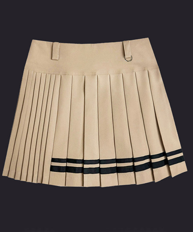 MAGIA Double Line Pleated Golf Skirt - Beige