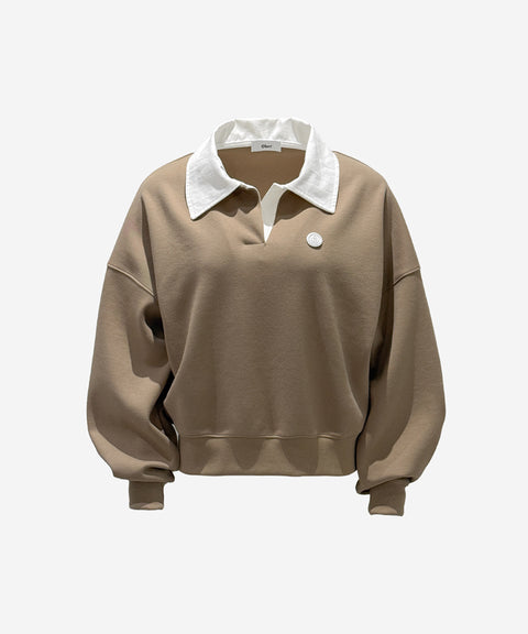 OBER Golf Layered Collar Sweatshirt - Beige