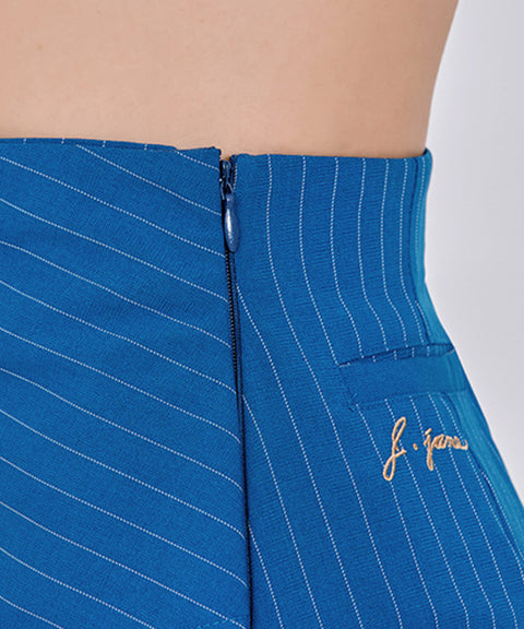 J.Jane Double Button Stripe Culotte Pants - Blue