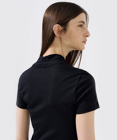 Anell Golf Easy Shawl Collar Top - Black