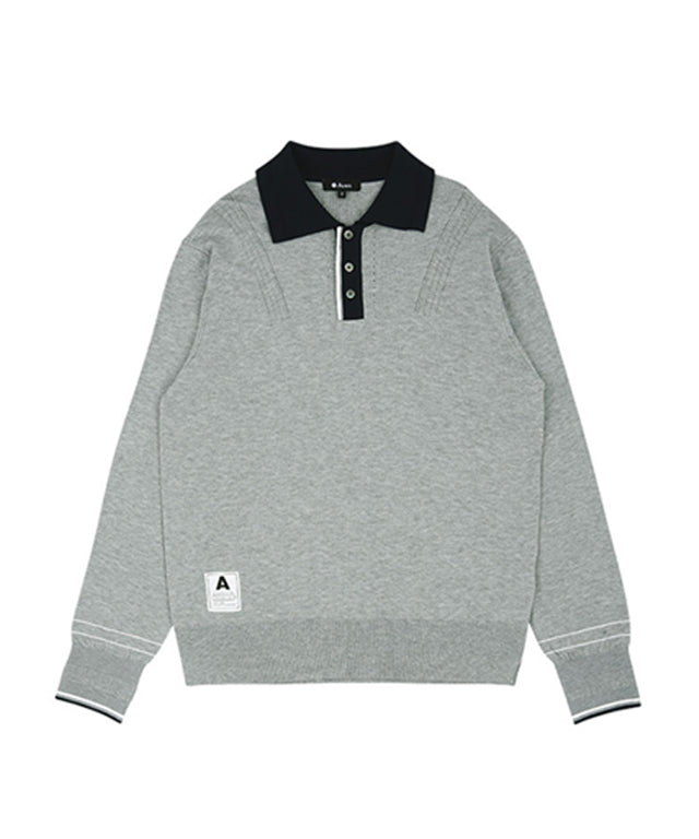 AVEN Men's Preppy Polo Knit - Gray