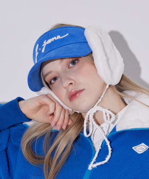 J.Jane 2way Fur Ear Flap Suncap - Blue