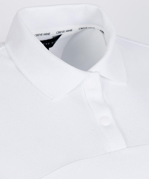 CREVE NINE: Multi Pique Collar T-Shirt - White