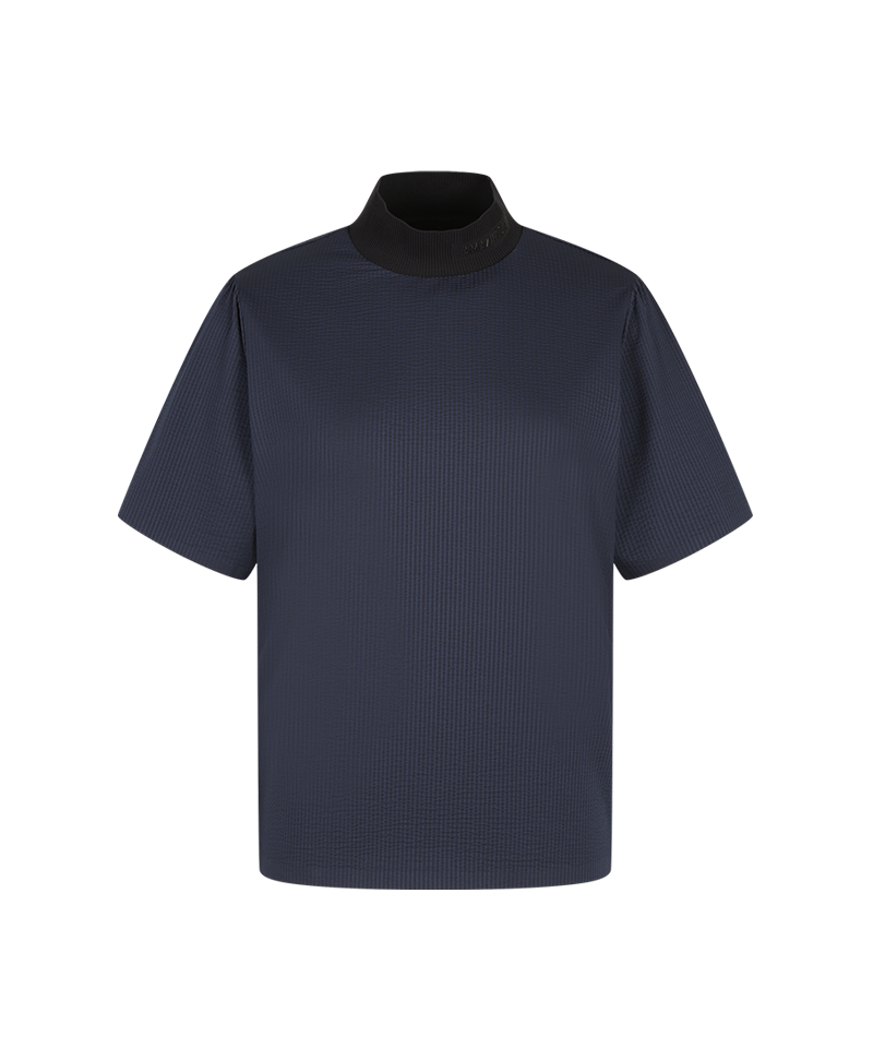 Amazing Cre Women's Engineered Indigo High Neck T-Shirt - Navy