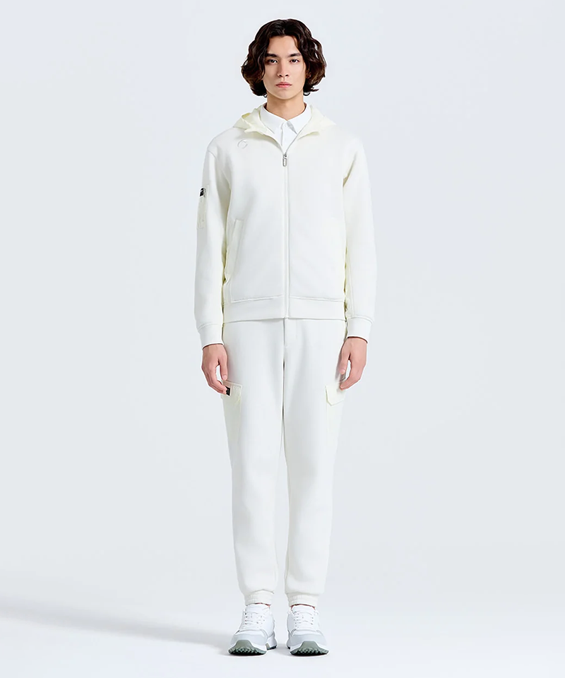 Challenger Men's Coreflex Woven Patch Hooded Jacket - Cream