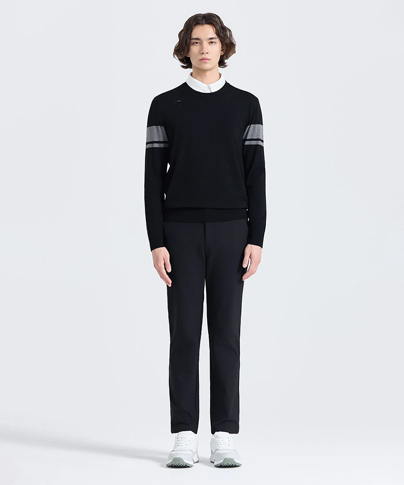 Challenger Men's Colorblock Round Knit Pullover - Black