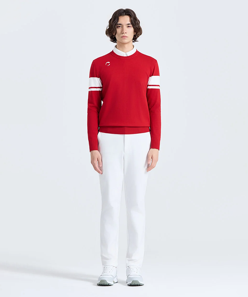 Challenger Men's Colorblock Round Knit Pullover - Red