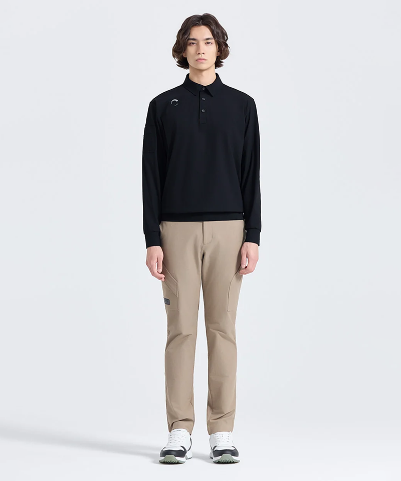 Challenger Men's Cooling Tricot Collar Long Sleeve T-shirt - Black