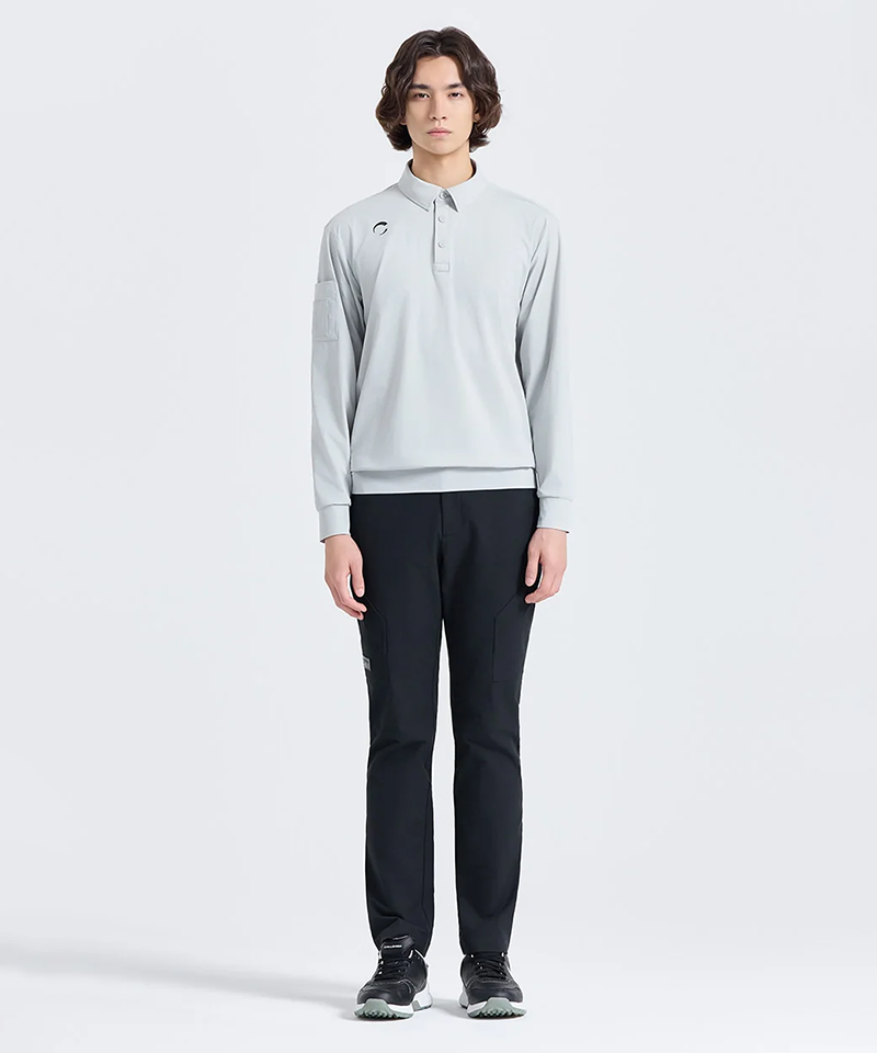 Challenger Men's Cooling Tricot Collar Long Sleeve T-shirt - Light Gray