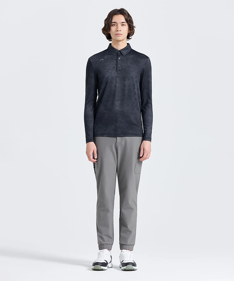Challenger Men's Coreflex Button-Down Collared Long Sleeve T-Shirt - Charcoal