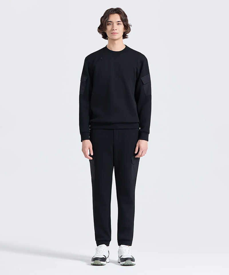Challenger Men's PQ Sleeve Pocket Round Long Sleeve T-shirt - Black