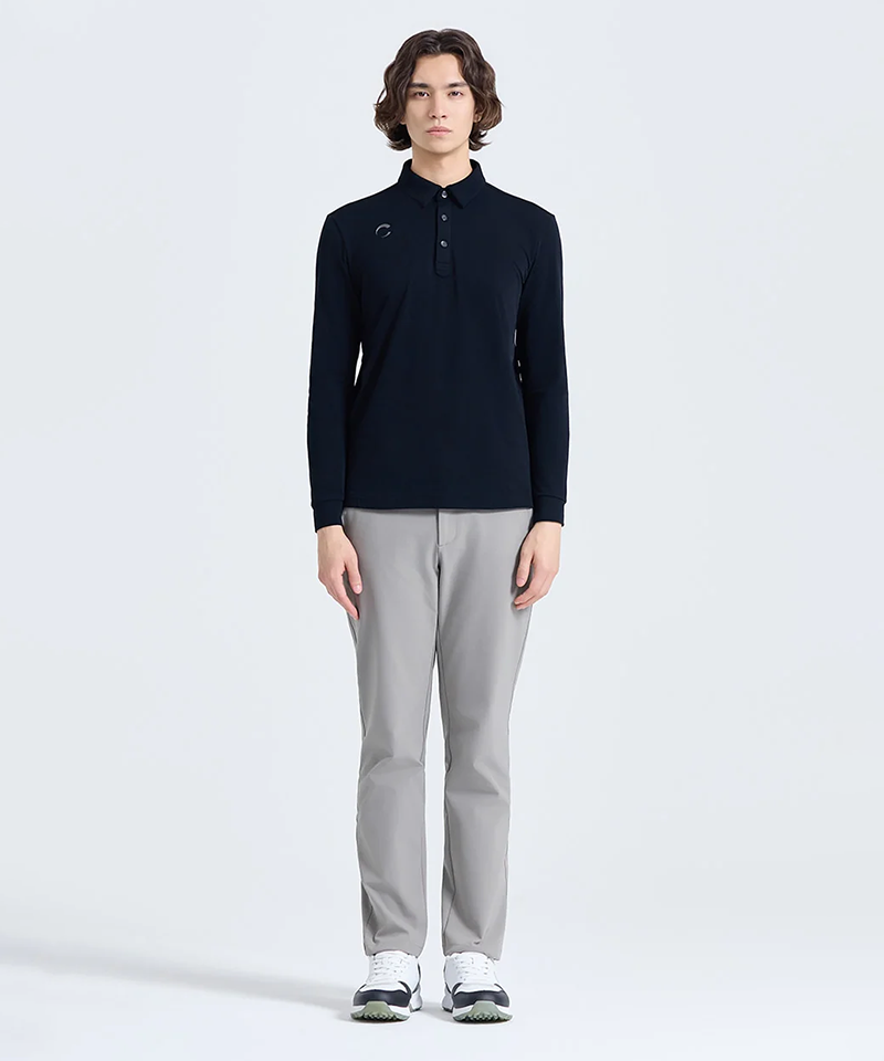 Challenger Men's Coreflex Fleece-Lined Collared Long Sleeve T-Shirt - Black