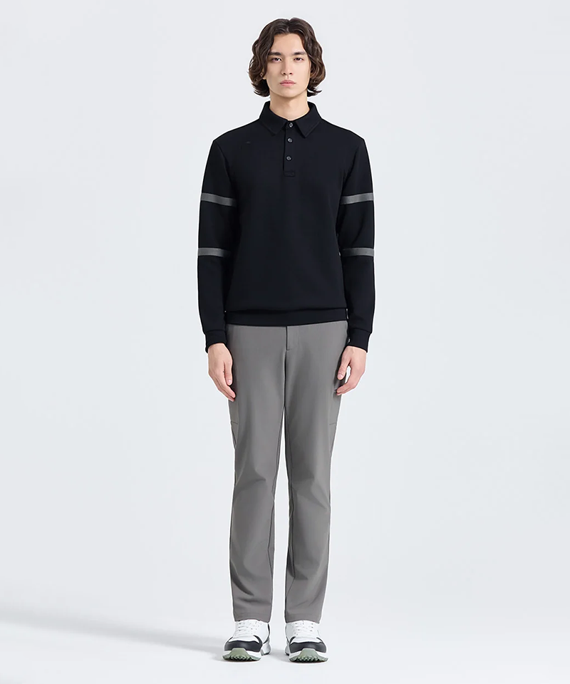 Challenger Men's Contrast Button-Down Collar Long Sleeve T-Shirt - Black