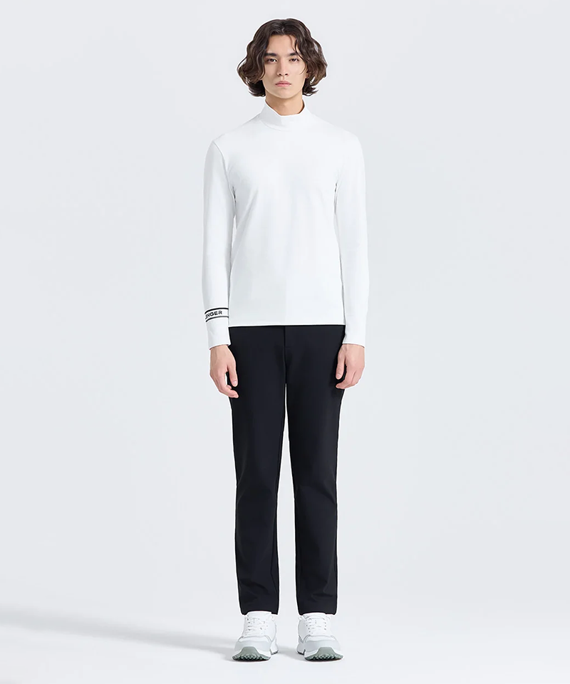 Challenger Men's Solid Logo Mock Neck Long Sleeve T-shirt - White
