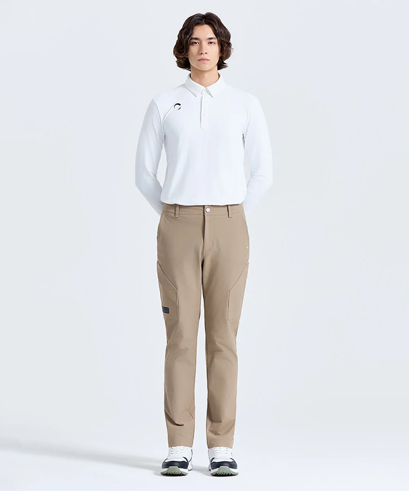 Challenger Men's Cotton-Touch Stretch Cargo Standard Fit Pants - Beige