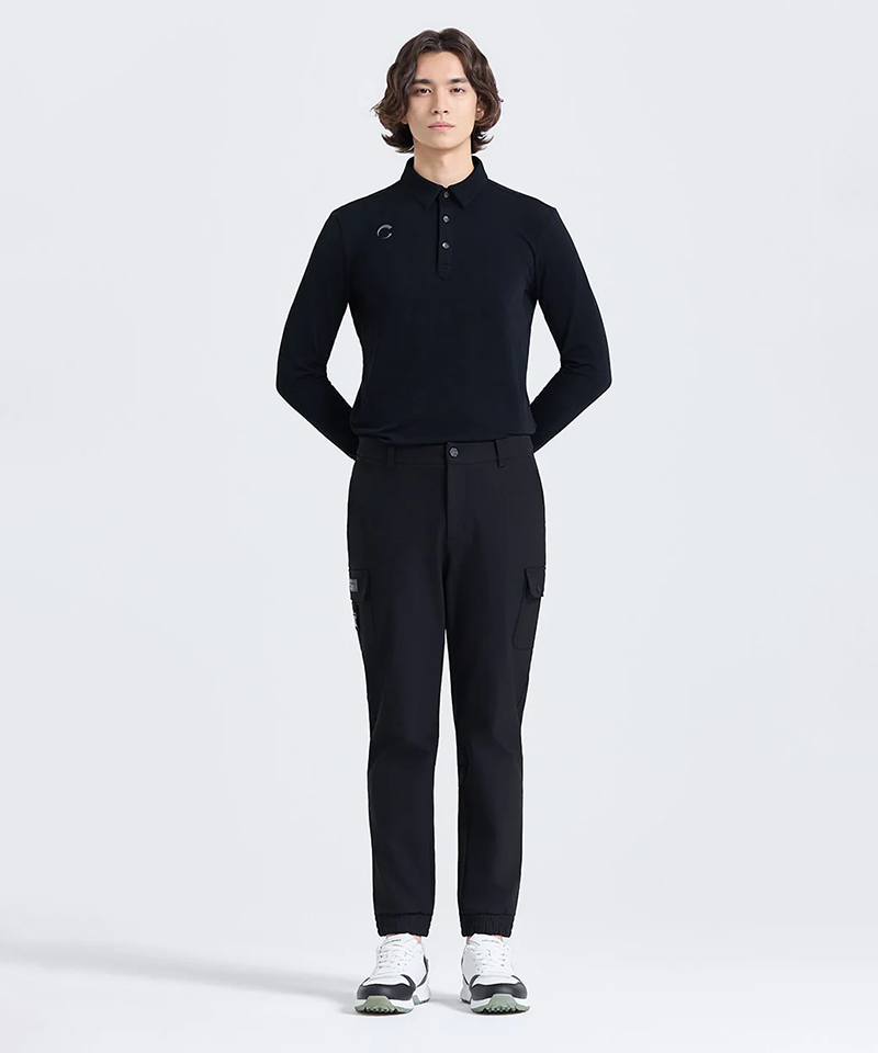 Challenger Men's Twin Cargo Logo Buckle Jogger Fit Pants - Black
