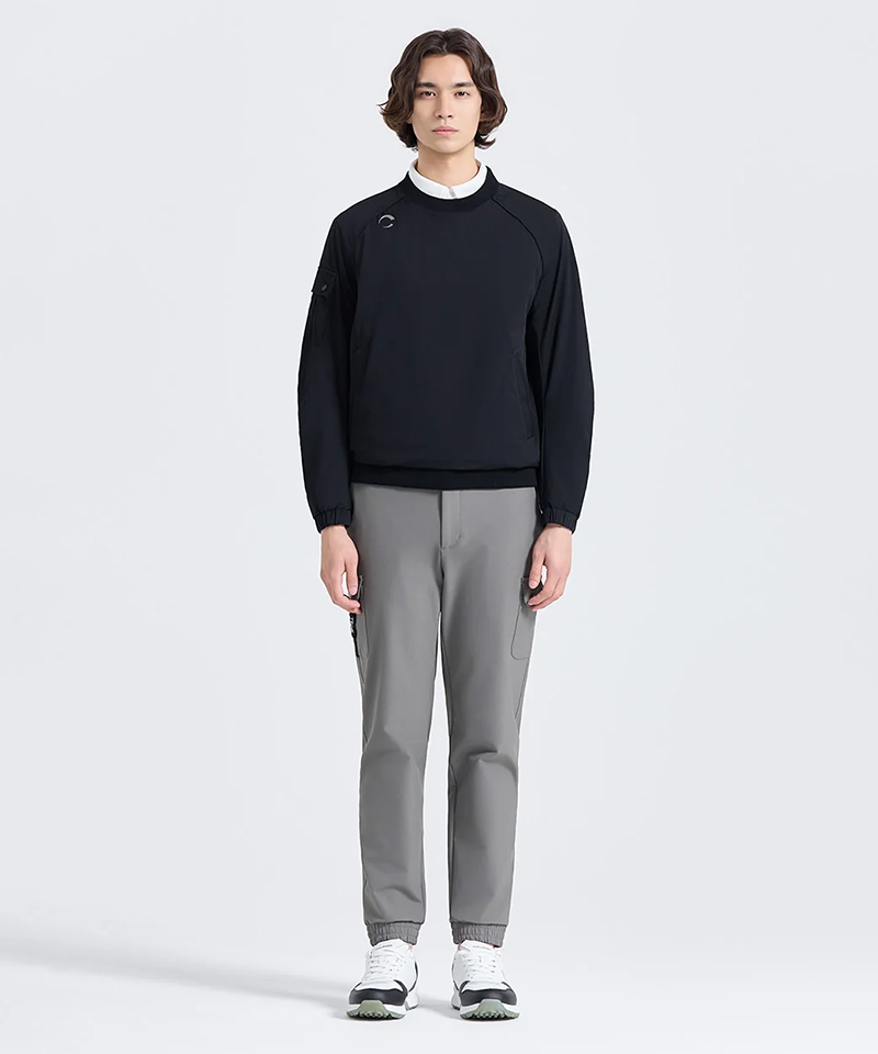 Challenger Men's Raglan Windproof Round Woven Top - Black