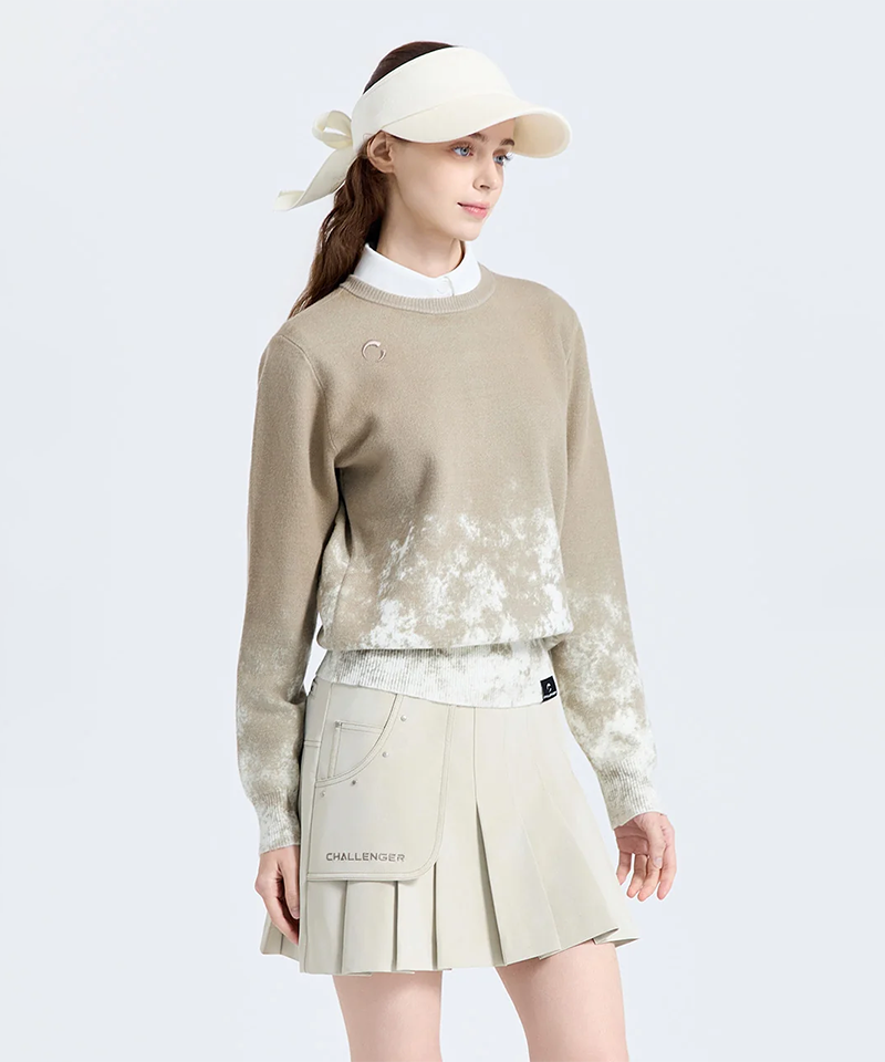 Challenger Women's Gradient PQ Jacquard Knit Pullover - Sand
