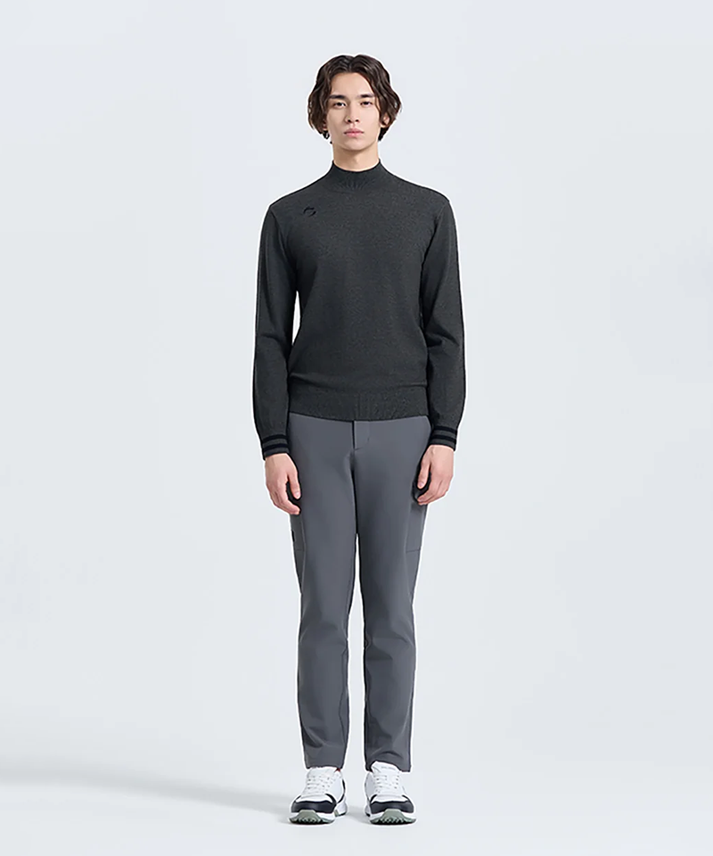 Challenger Men's Basic Mock Turtleneck Knit Pullover - Charcoal