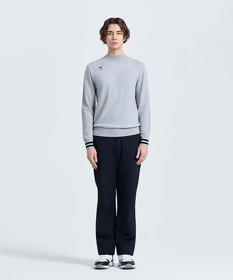 Challenger Men's Basic Mock Turtleneck Knit Pullover - Melange Grey