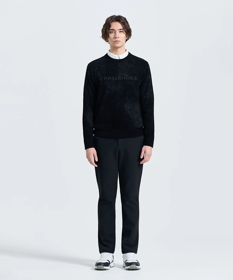 Challenger Men's Windproof Jacquard Round Knit Pullover - Black