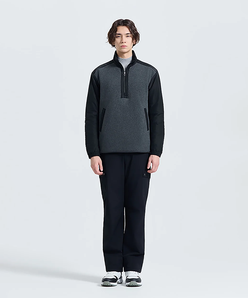 Challenger Men's Fleece Windproof Half-Zip Long Sleeve T-Shirt - Black