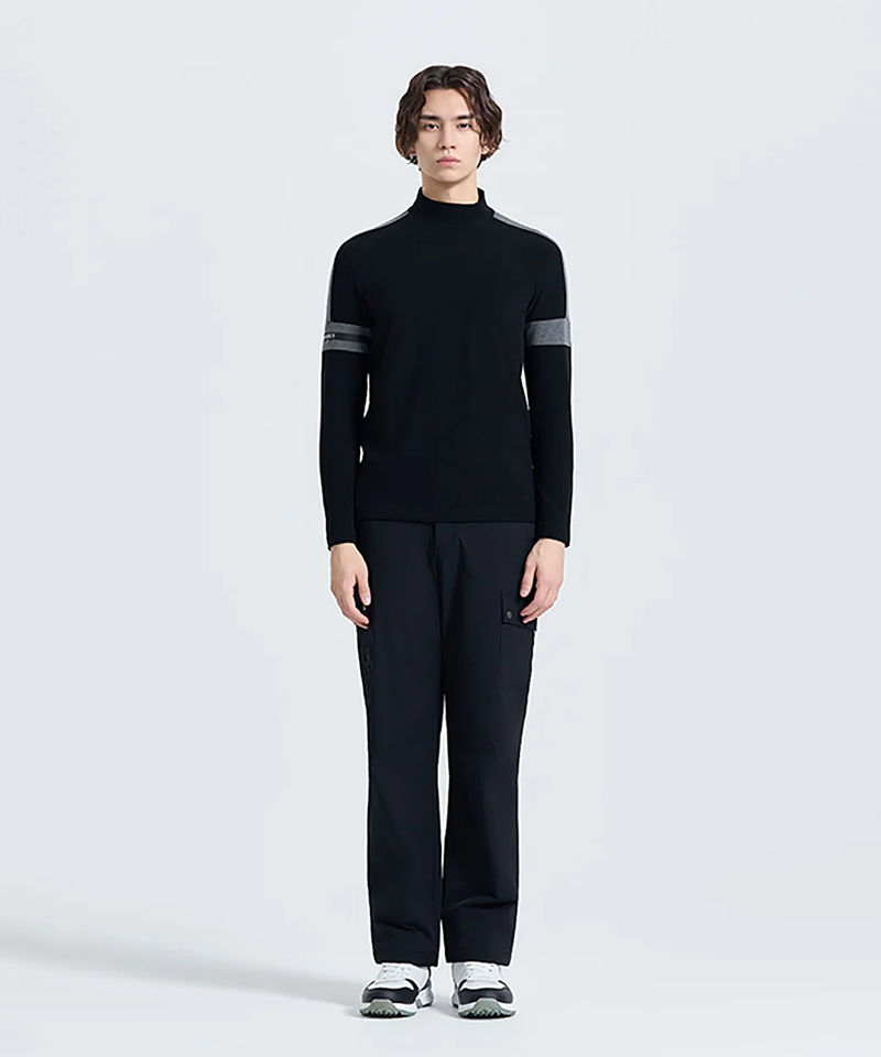 Challenger Men's Brushed Mock Neck Long Sleeve T-shirt - Black