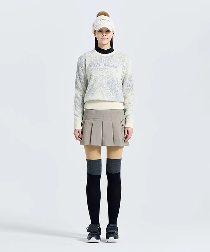 Challenger Women's Windproof Jacquard Round Knit Pullover - Cream