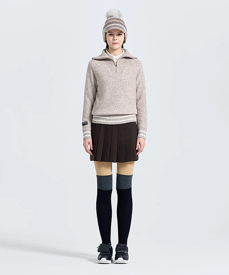 Challenger Women's Windproof Wide Collar Knit Pullover - Beige