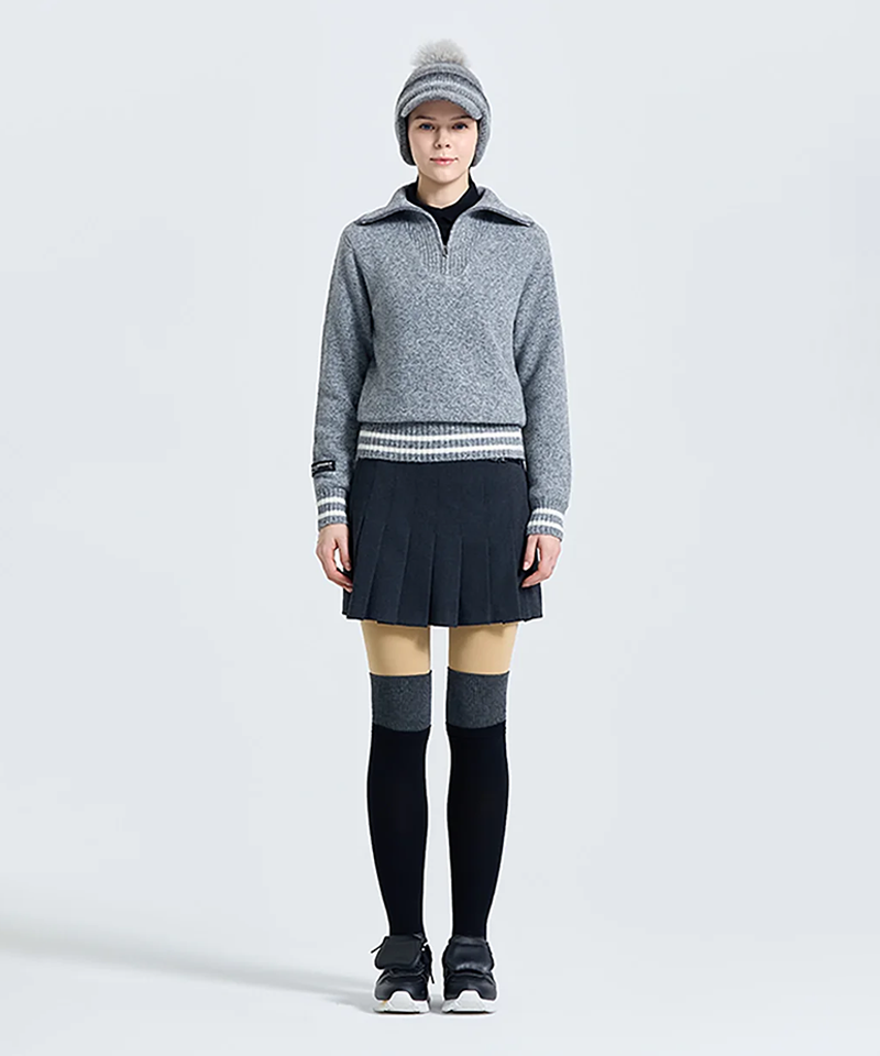Challenger Women's Windproof Wide Collar Knit Pullover - Gray