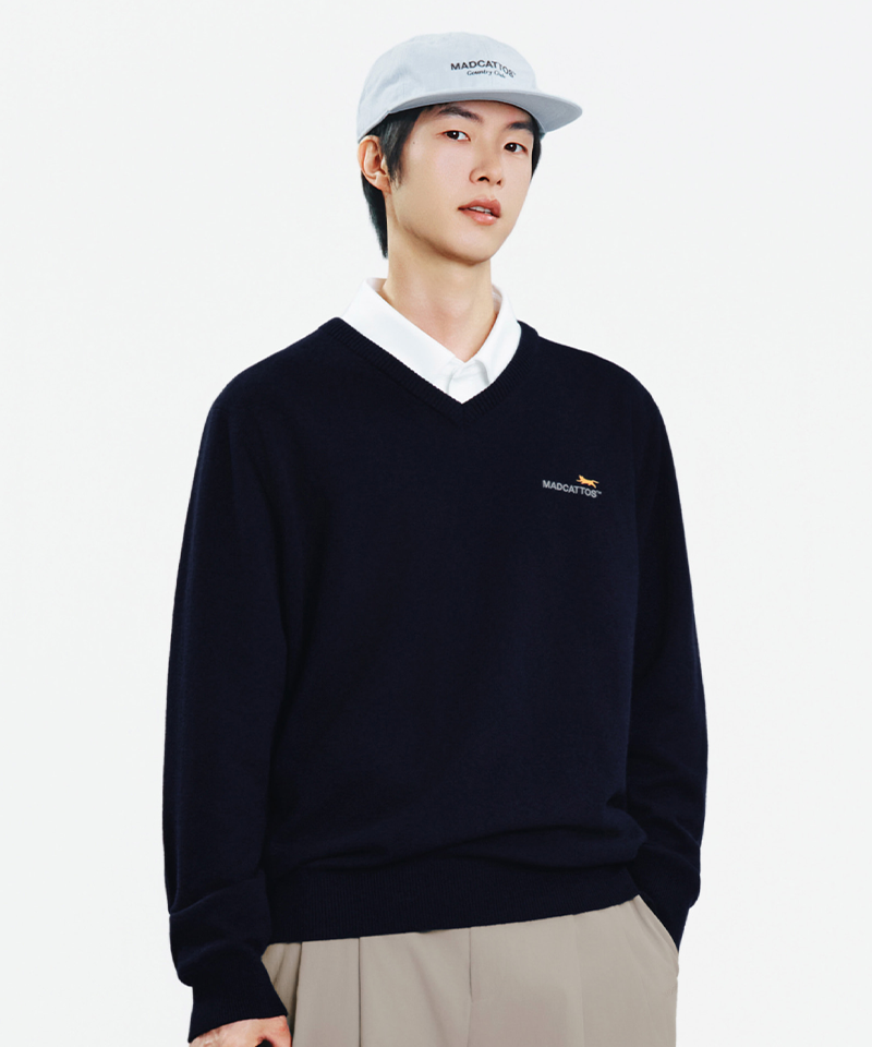 MCC Cashmere V-Neck Sweater - Navy
