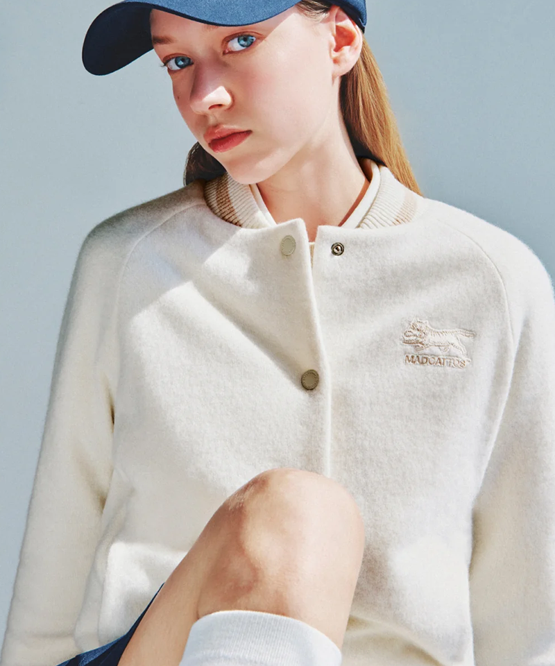 MCC Women's Windproof Knit Varsity Jacket - Ivory