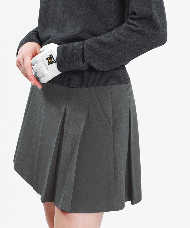MCC Women's Wool-Like Pleats Skirt - Grey