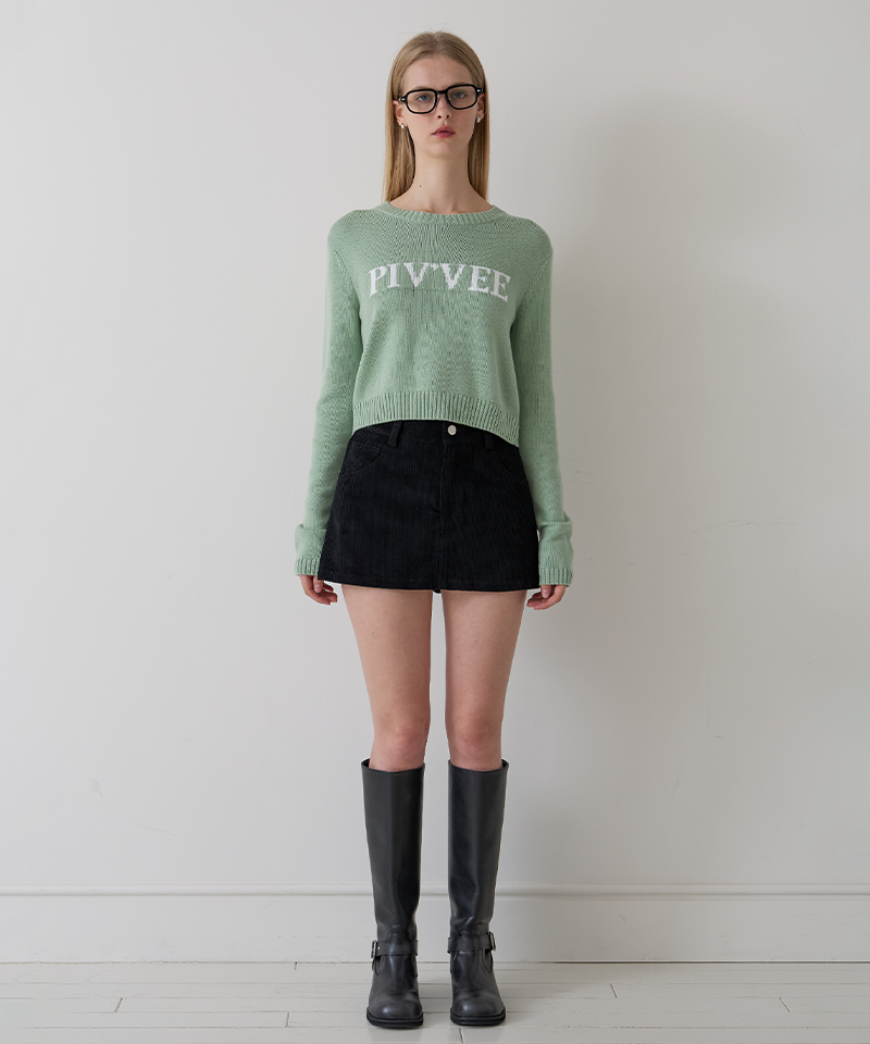 PIV'VEE Corduroy Mini Skirt Pants - Ebony Black