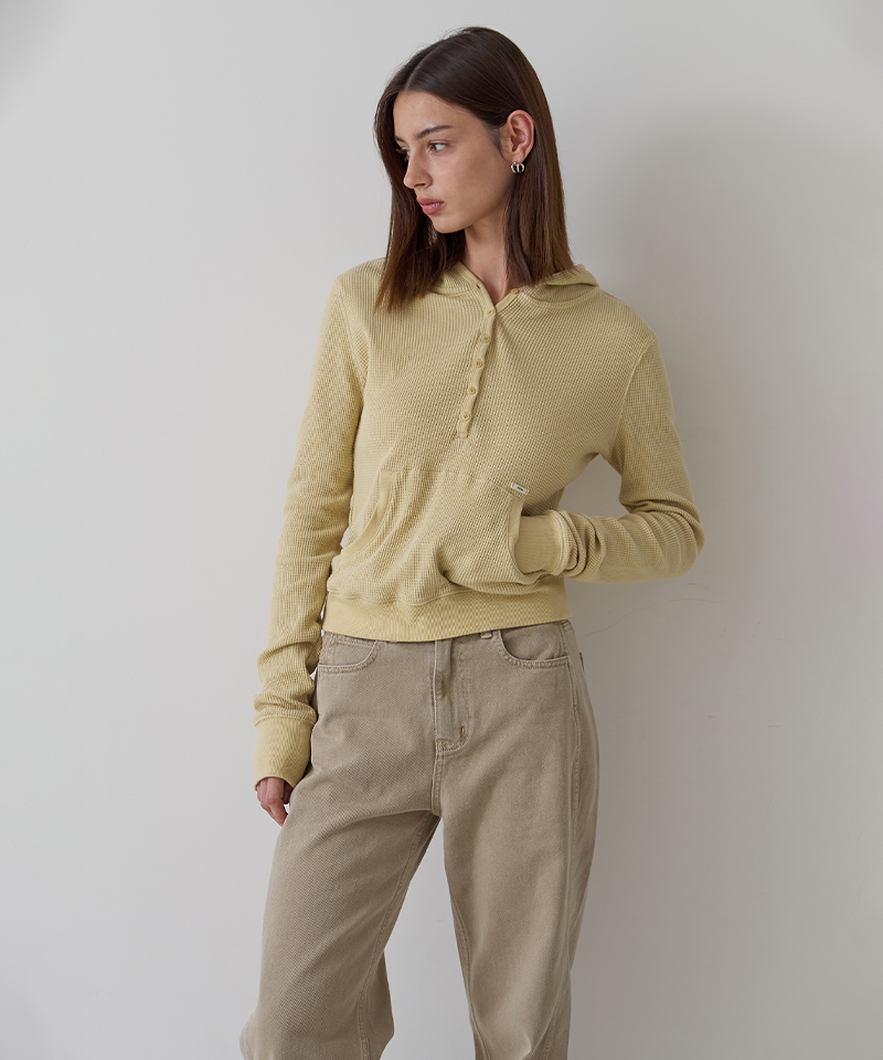 PIV'VEE Hooded Long Sleeve Top - Mist Yellow