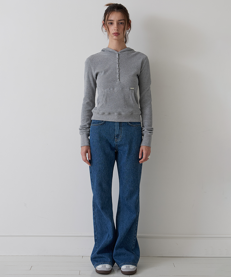 PIV'VEE Hooded Long Sleeve Top - Snow Gray