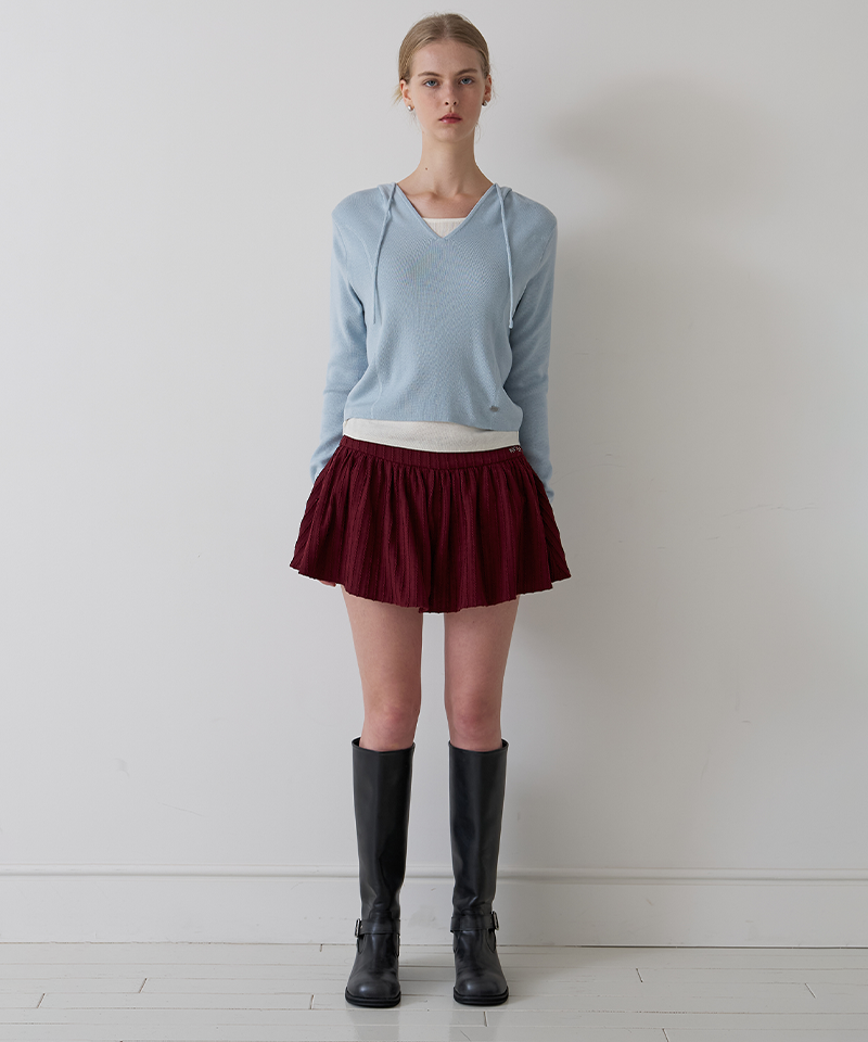 PIV'VEE Layered Hooded Knit Top - Mist Blue
