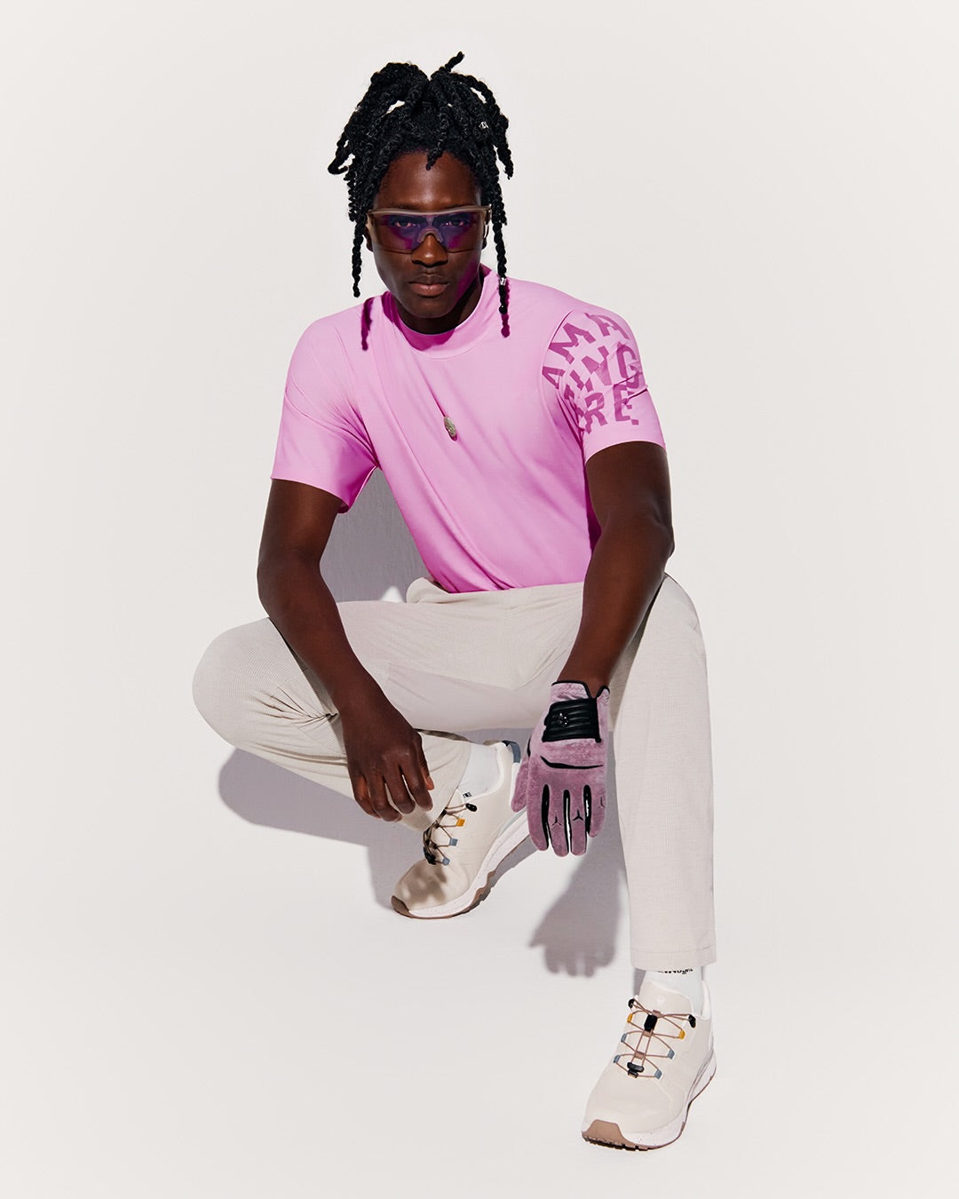 Amazing Cre Men 365 weather gear water block accordio T-shirt - Pink
