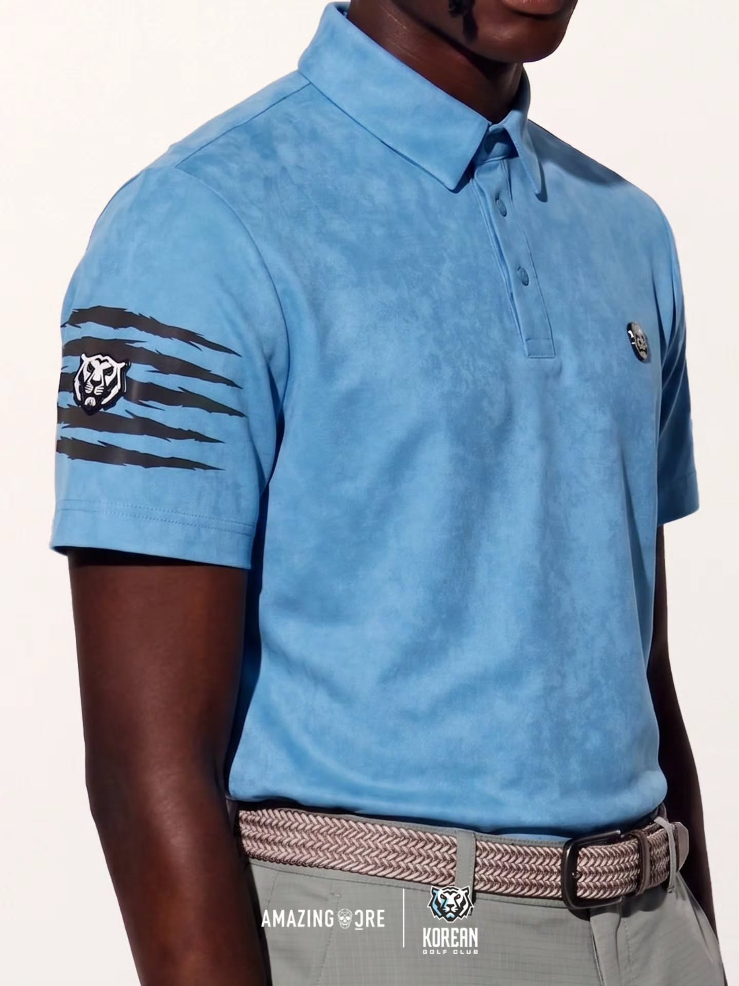 Amazing Cre Men's LIV 3D Tiger Smog Accordio T-Shirt - Blue