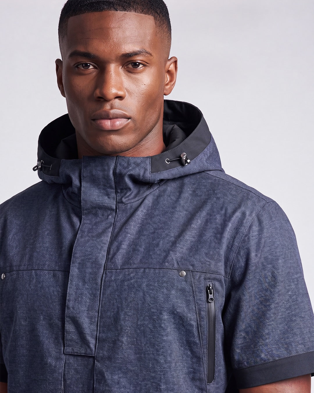 Amazing Cre Men's Engineered Indigo Short Sleeve Jacket - Navy