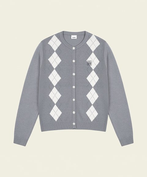 FORDI Argyle Knit Cardigan - Gray