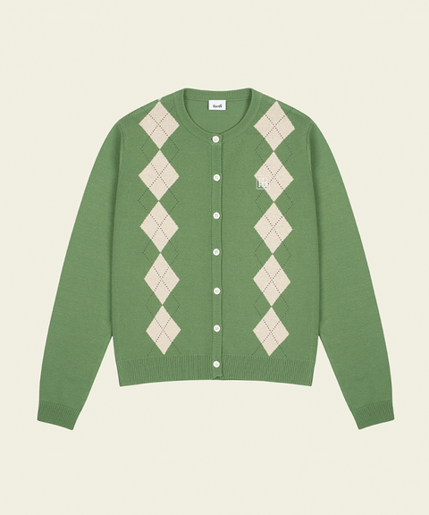 FORDI Argyle Knit Cardigan - Moss Green