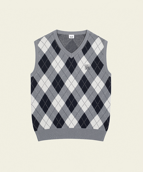 FORDI Argyle Knit Vest - Grey