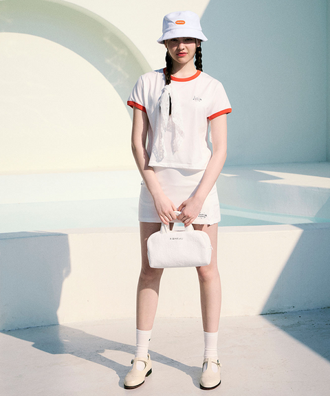 KANDINI Color Blocked Crewneck Tee - White