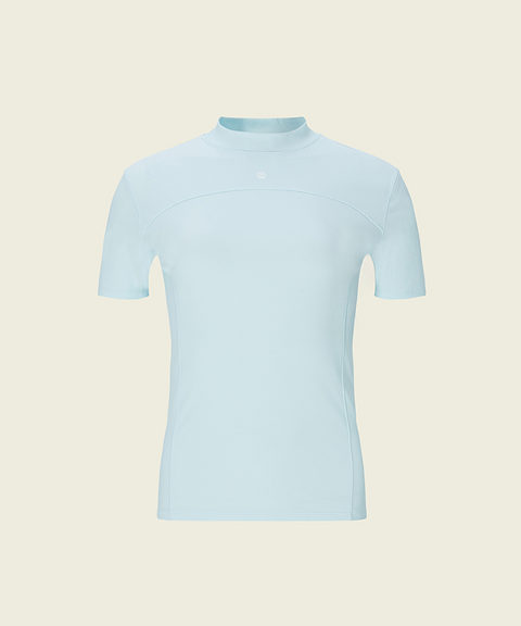 FORDI Golji Mock Neck Short Sleeve T-Shirt - Baby Blue