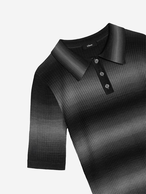 OBER Golf Gradient Collared Knit - Black