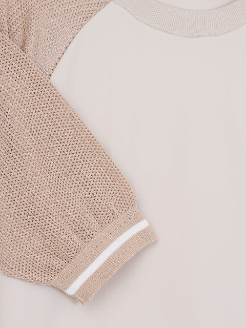 GFJ Golf Women's Hybrid Knit Top - Beige